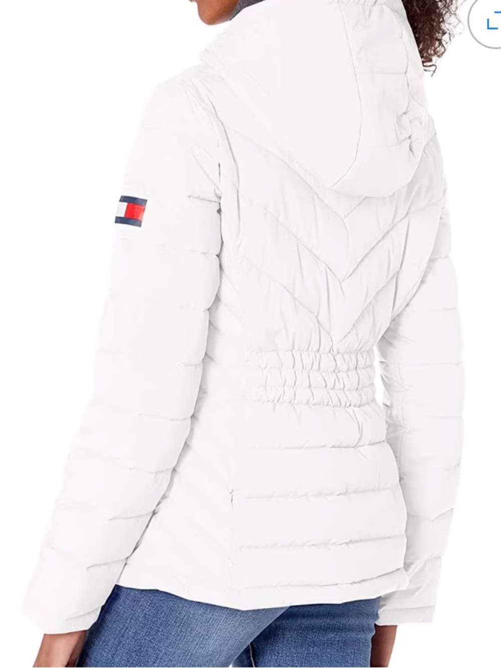 Tommy Hilfiger White Quilted Hooded Puffer Jacket